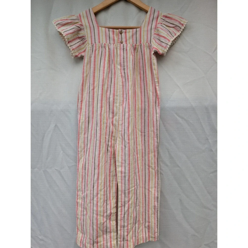 Old Navy Girls Striped Flutter Sleeve Wide Leg Jumpsuit‎ Size 5T Pink Cotton